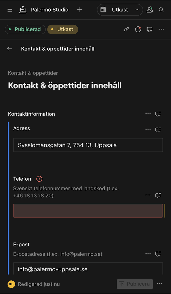 CMS mobile error protection interface